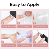 Modelones Nail Tips 510 kusů – sada nehtových špiček s úplným krytem, ​​sada gelových špiček, předleštění špiček na nehty s PMMA pryskyřicí, umělé nehty pro lepení nail art DIY, krátký squoval