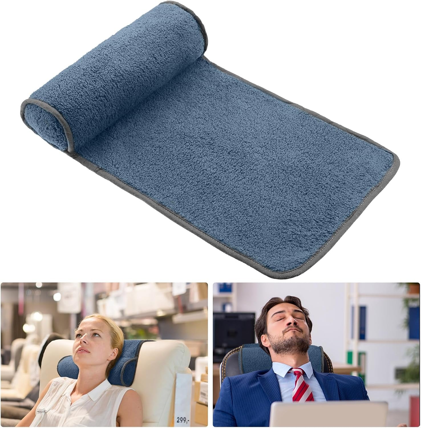 Polštář za krk na křeslo, Plyšový nastavitelný polštář, Rolka na krk, Protiskluzový fleece, Pohovka, Polštář na krk na cesty, Doma, Lehátko, Pohovka, Křeslo (tmavě šedá)