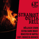 DEAD OR ALIVE DIAVOLO – Extra tmavé Espresso – 100% Robusta – Extrémně silné – Nízká kyselost – Stabilní smetana – Celé fazole 1kg – Neapolská pečeně