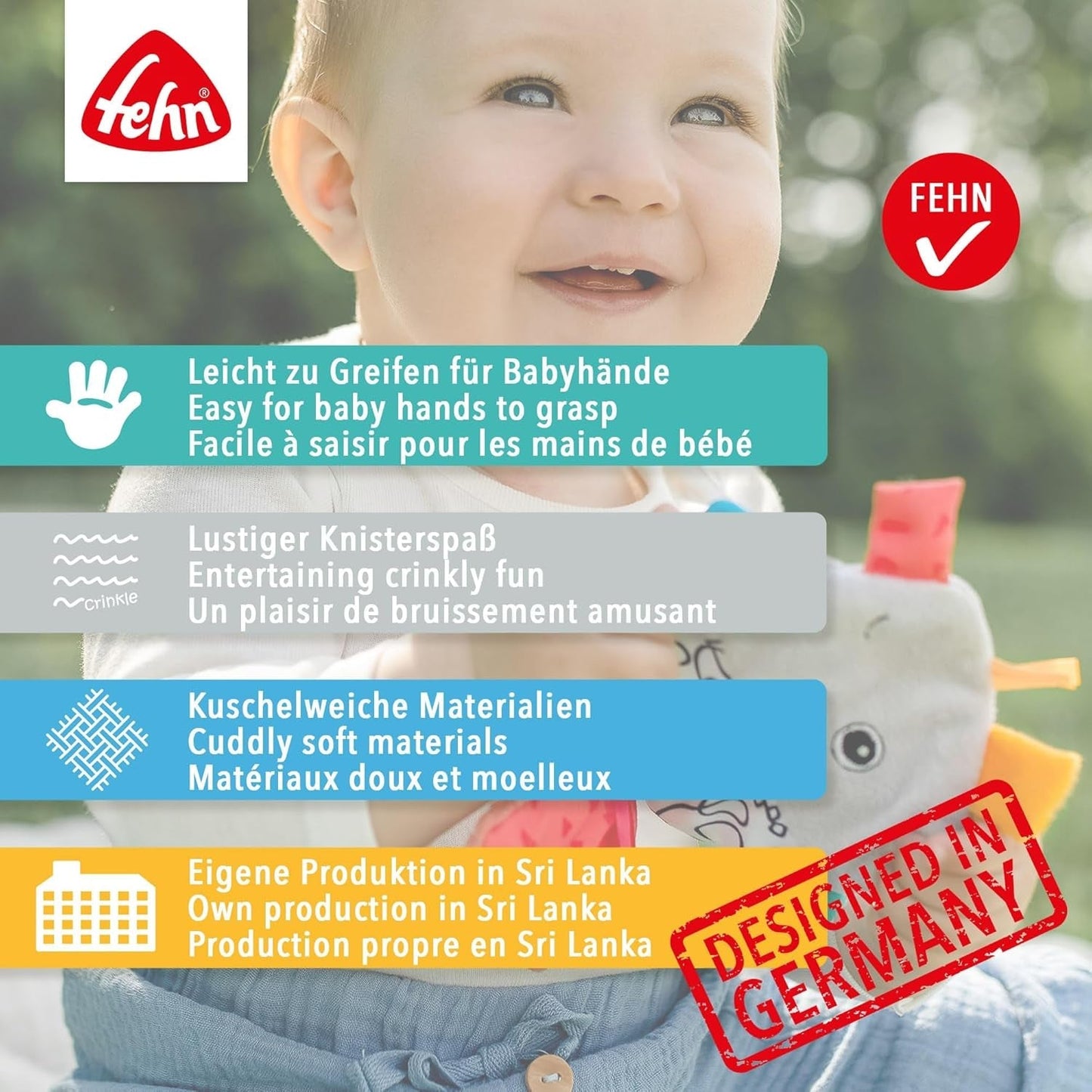 Fehn Praskající rybičky - Chyťte a hrajte si pro miminka - Chyťte zvířátka pro batolata - Hračka pro motorickou aktivitu a praskání pro miminka a batolata od 0 a více měsíců Baby Toys Naty Shop