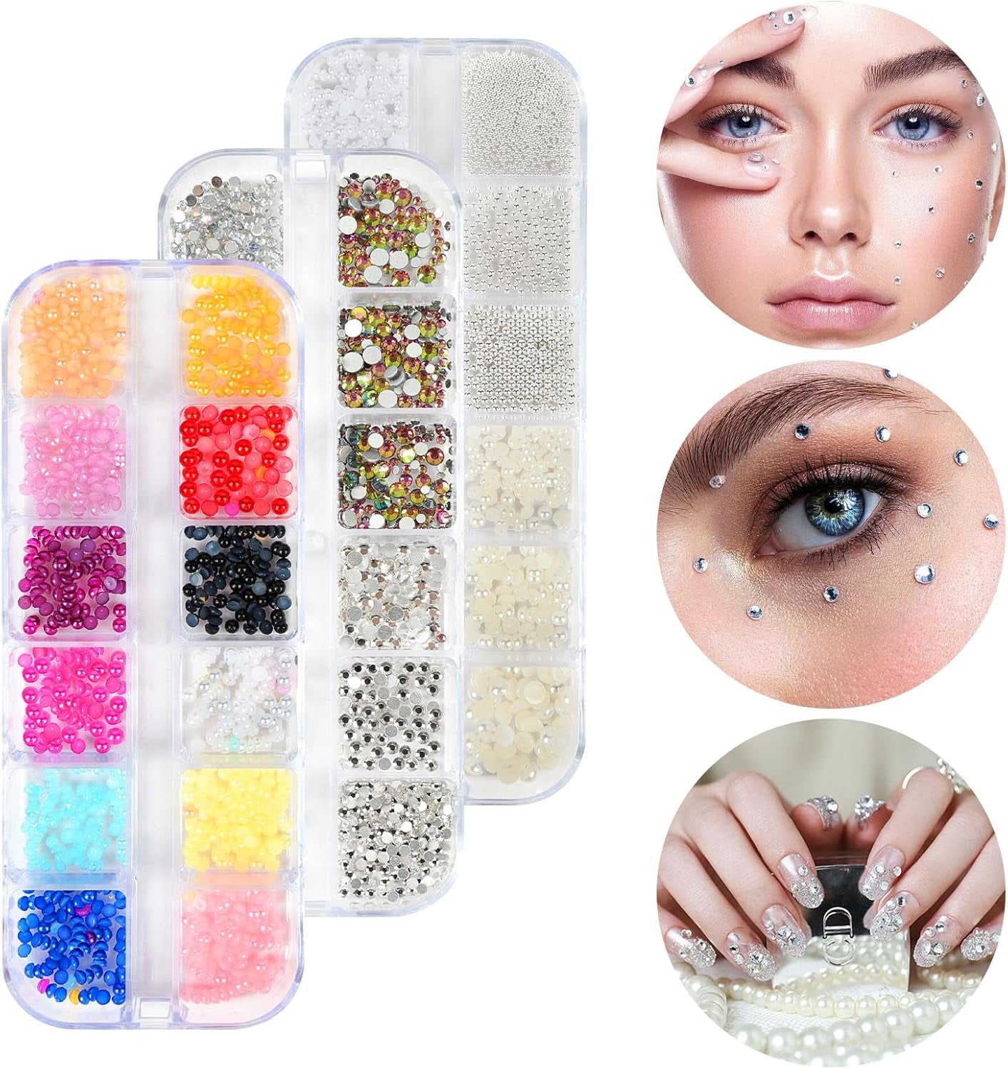 Harz Strasssteine ​​​​4200ks Strass Kristalle 1Mm-5Mm Gemischte Kinder Bastelsachen Kit Mit Strass Mit Picking Pinzette Und Stift Für DIY Nägel Kleidung Kunsthandwerk Gemischt Becher Party (A)