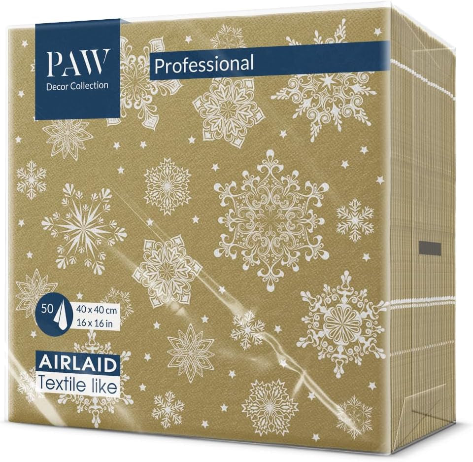 PAW - Airlaid ubrousky (40 X 40 cm) I 50 kusů I Ideální na Vánoce, zimu, svátky I Dekorace na štědrovečerní stůl I Ubrousky podobné Airlaid Větve na zimu I Větve na zimu
