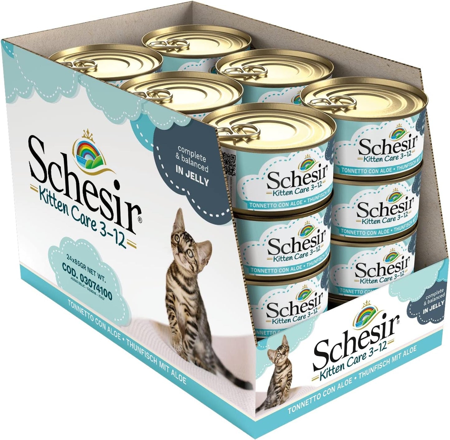 Mokré krmivo pro kočky Cat Jelly Kitten Tuňák s Aloe Vera, želé, 24 krabiček x 85 g
