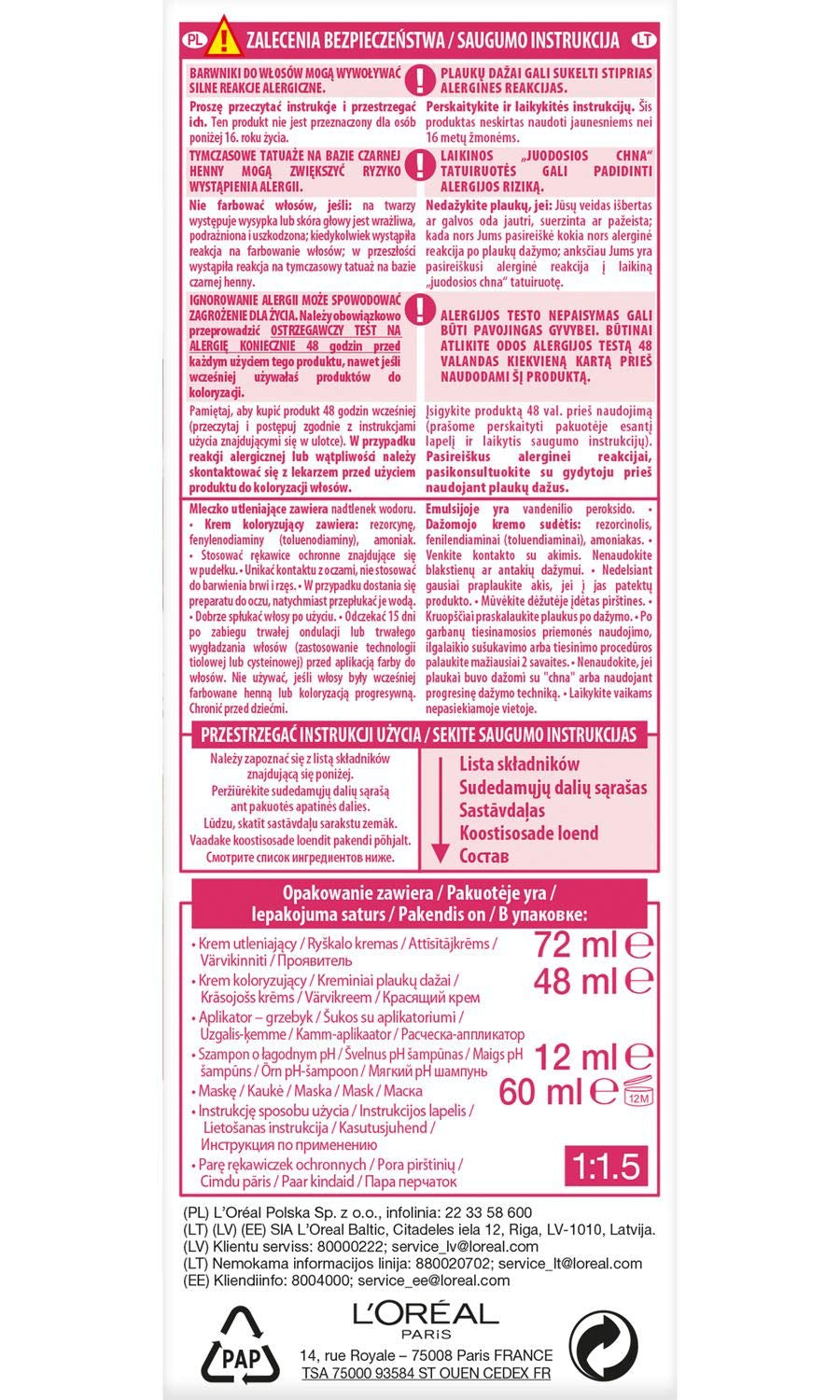 Barva na vlasy L'Oréal Paris Excellence 6.41 – světle jantarová bronzová barva na vlasy Naty Shop