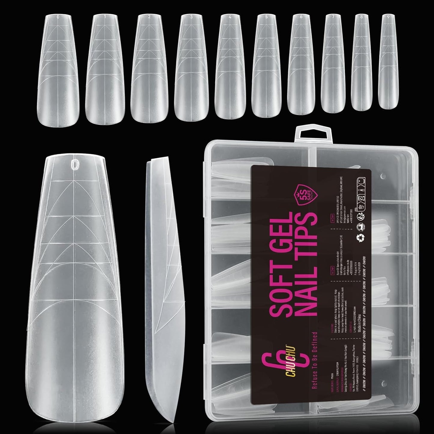504 kusů Typy nehtů Gel Ballerina Medium: Gelové typy nehtů PMMA Umělé nehty Prodloužení nehtů, Umělé nehty, 12 velikostí