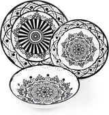 Sada talířů Excelsa Boheme Noir, 18dílná, Porcelán, Schwarz