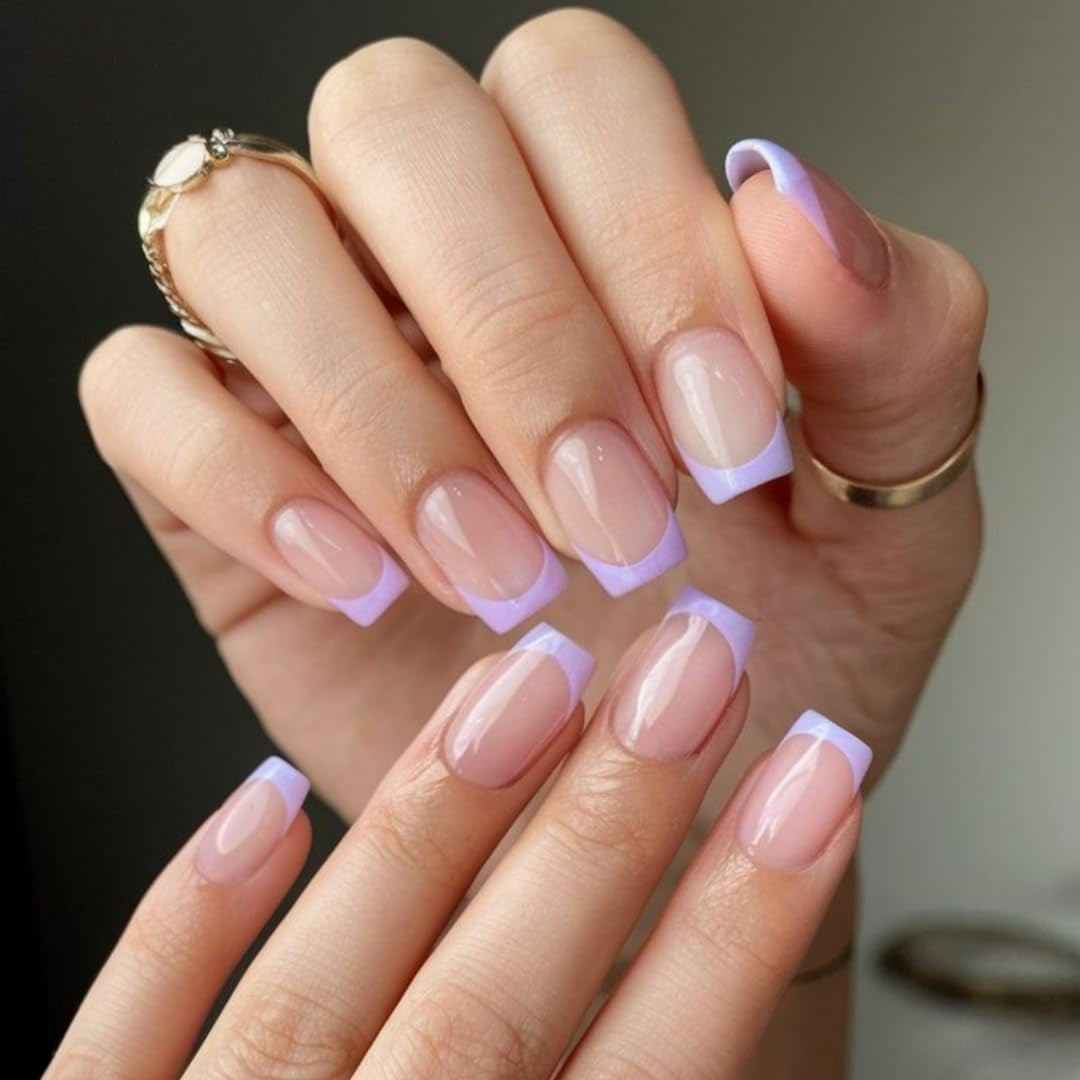 Dlouhé francouzské tipy Zlaté třpytivé lepidlo na dlouhé čtvercové nehty Glitter French Tip Sada umělých nehtů čtvercové umělé nehty pro ženy 24ks