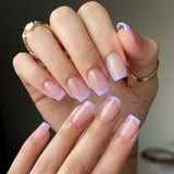 Dlouhé francouzské tipy Zlaté třpytivé lepidlo na dlouhé čtvercové nehty Glitter French Tip Sada umělých nehtů čtvercové umělé nehty pro ženy 24ks