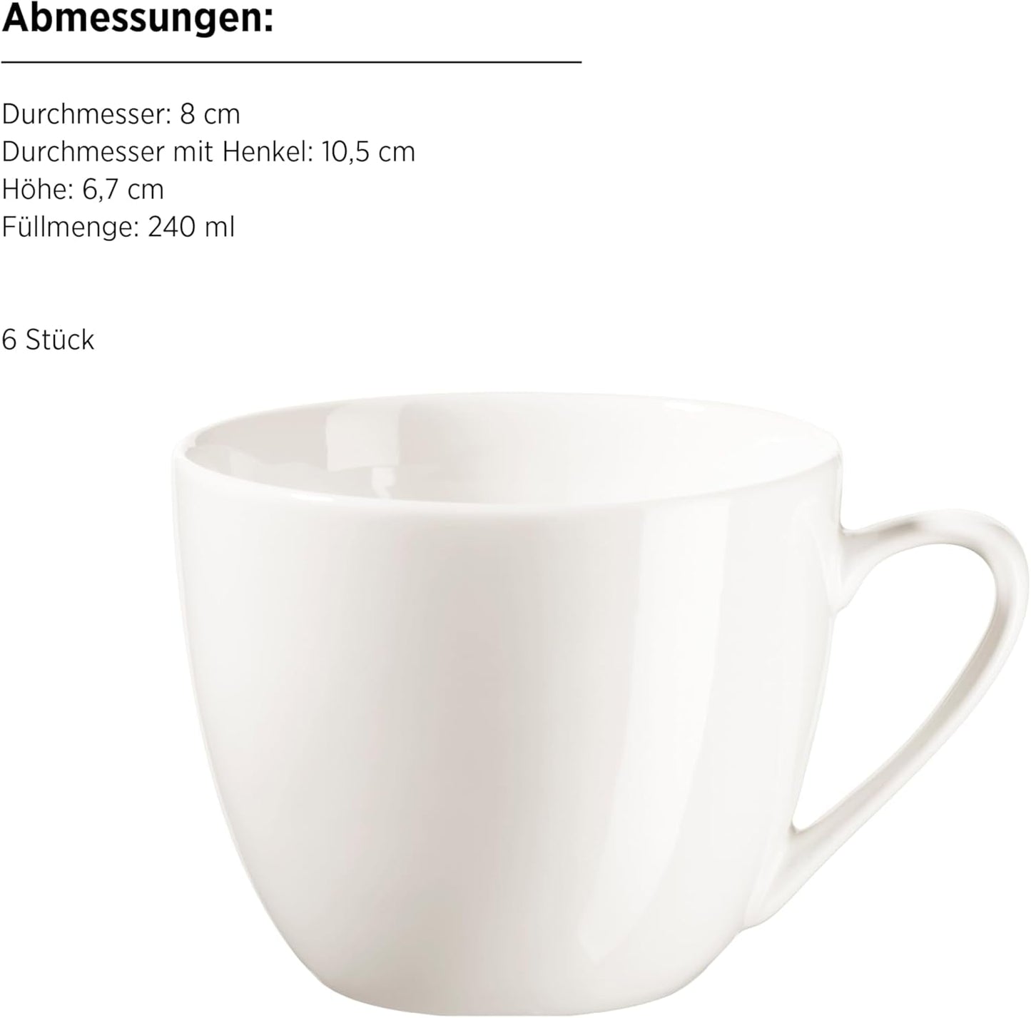 MÄSER 934105 Belmira Series, Klasická kávová sada pro 6, 18dílná kávová sada, Nadčasová, Elegantní, Jemná, Porcelánová, Bílá