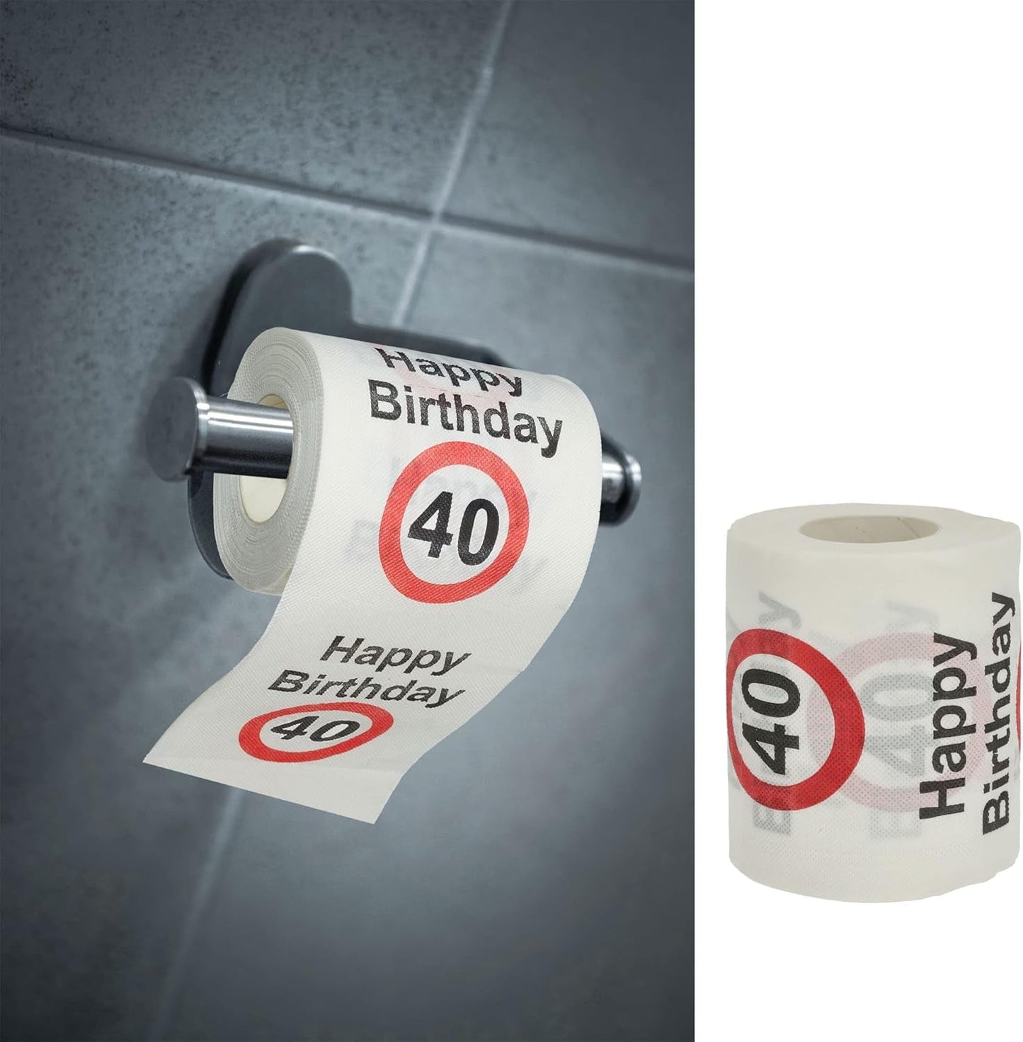 Sada 4ks toaletních papírů "Happy 40th birthday" │40th birthday 24 metrů 2-látky 180Gr/Qm │ Toaletní papír motiv toaletní papír (4 X toaletní papír 40)