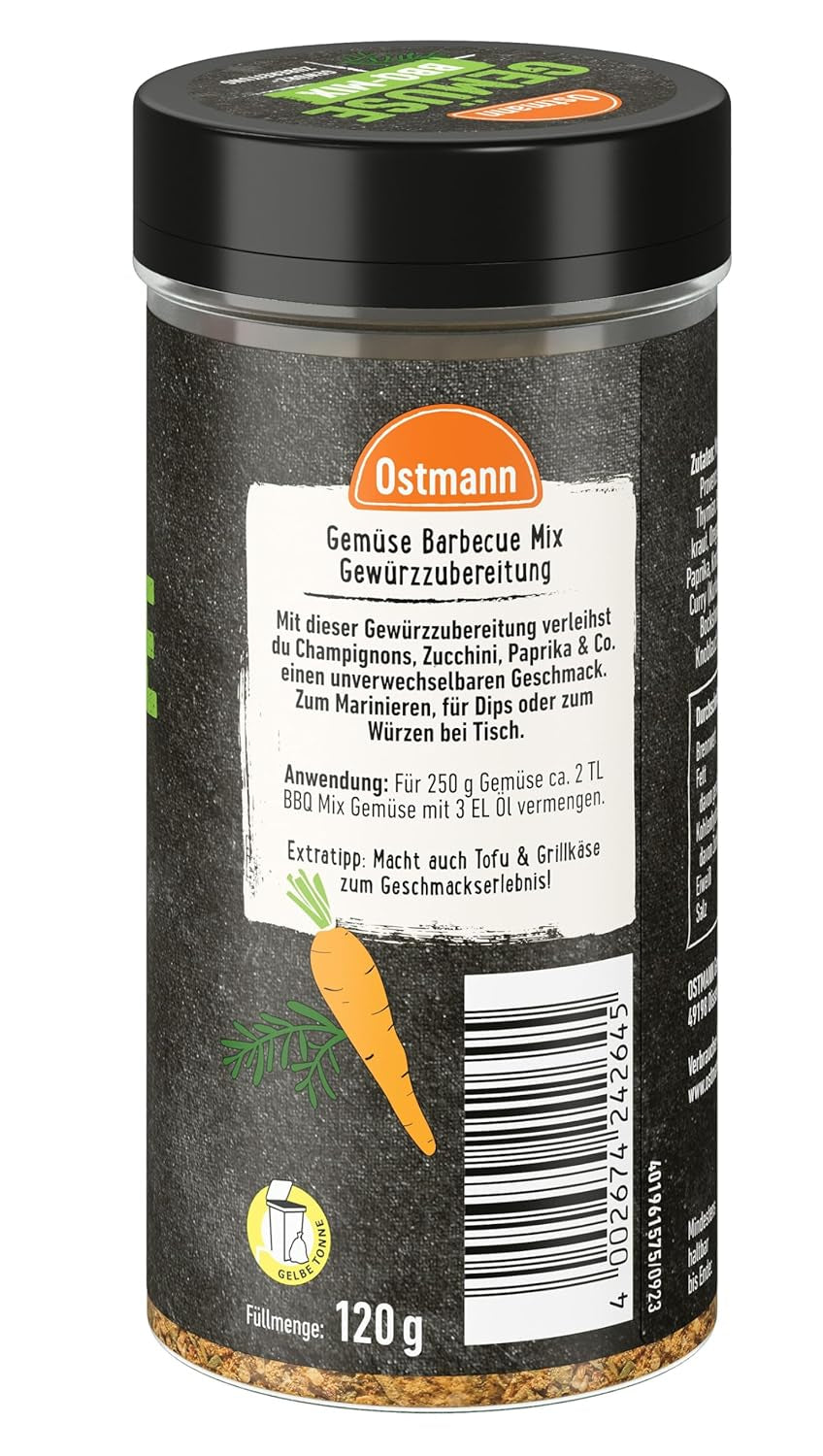 Ostmann Gewürze - Gemüse BBQ Mix | Gewürzzubereitung für Gemüse | Mediterrane Kräuternote für Grillgemüse, Tofu und Co. | 120 g v sítku