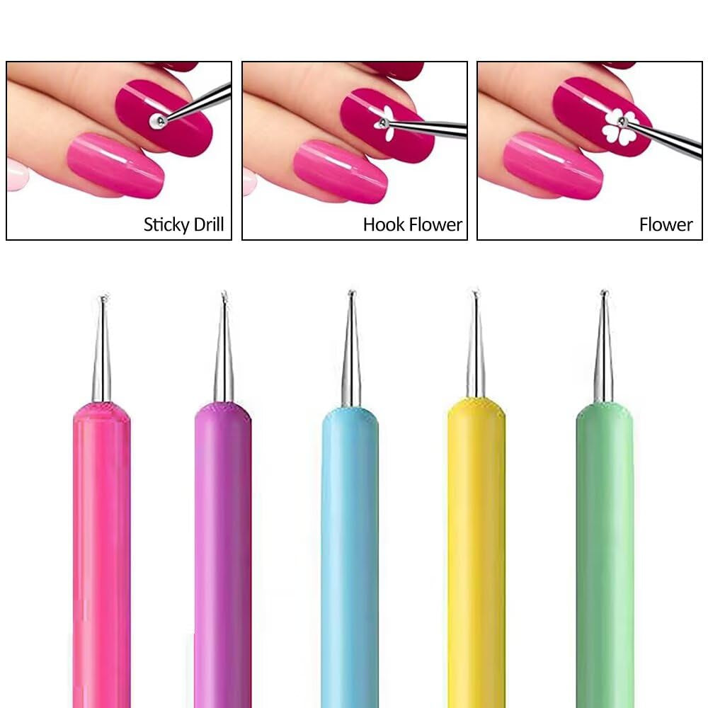 5 Stück Dotting Pen Set, Nagelpunkt-Stift, Dotting Pen Punktierung Stift Marbleizing Werkzeug Nagellack Maniküre Dot Nail Art Set, Marmorier-Werkzeug-Set, Punkte, Nagelkunst, Nagel Werkzeug Set