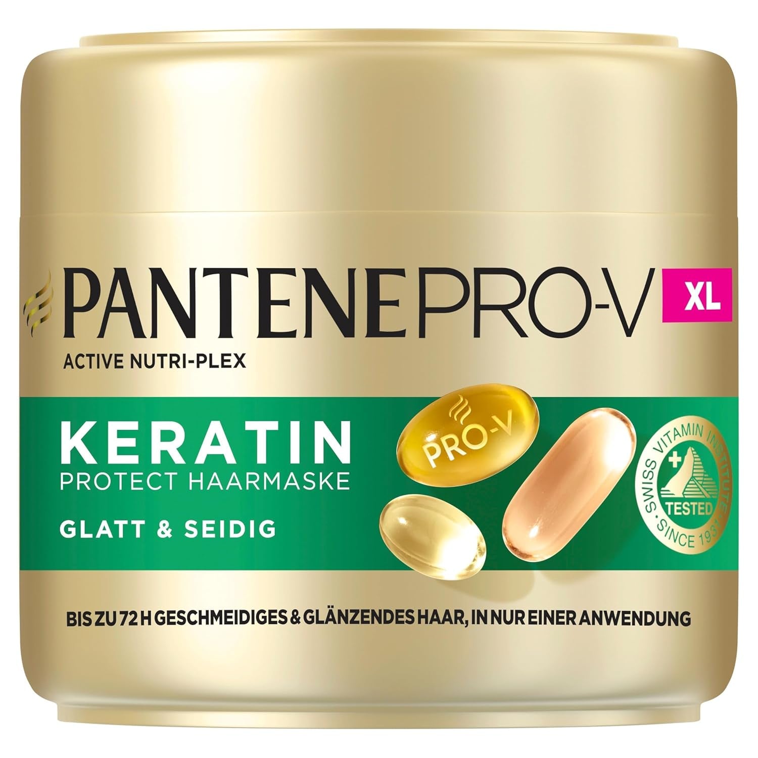 Pantene Pro-V Smooth & Silky Keratin Protect Hair Mask 500 ml pro kudrnaté a suché vlasy, až 72 hodin hladkých a lesklých vlasů v jedné aplikaci, s recepturou Pro-V a maskou na vlasy Active Nutri-Plex Maska na vlasy Naty Shop (500 ml)