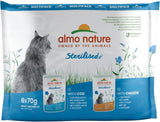 Almo Nature Functional - Sterilizované - Mokré krmivo pro dospělé a starší kočky, sterilizované nebo méně aktivní - s treskou a kuřecím masem - Nízkotučné, zvlhčující - 70 g (balení 6 ks)