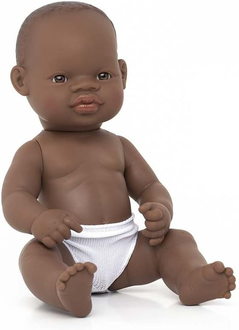 Panenka Miniland Baby, africký chlapec, 32 cm, anatomicky správná