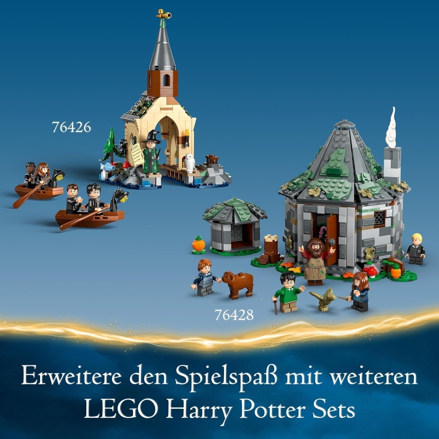 LEGO Harry Potter Hagridova chýše: Nečekaná sada pro návštěvu s 5 minifigurkami a 2 figurkami zvířat, dárek pro ženy a muže, kouzelná dobrodružná hračka, fantasy sada 76428 Stavebnice Beuche den LEGO-Store