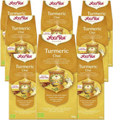 Yogi Tea - Kurkuma Chai Organický kořeněný ajurvédský čaj Kurkuma bez kofeinu Směs se skořicí a zázvorem Yogi Tea sypaný 8 x 90 g (720 g) Balení Ideální dárek