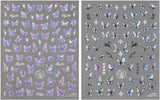 2 Blätter Schmetterling Nálepka na nehty Selbstklebend,Muschel Glitzer Nálepka na nehty Butterfly Lila Grau Schmetterlinge Nagelaufkleber Reliéf Laser Butterflies Nálepka na nehty Nageldesign Zubehör