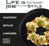 Moritz & Moritz NORDIC Sada nádobí pro 6 osob - 18dílná sada černého nádobí z černého nádobí - Skandinávský design - Sada robustního nádobí pro 6 osob pro každodenní použití a hosty - Kombinovaná sada nádobí