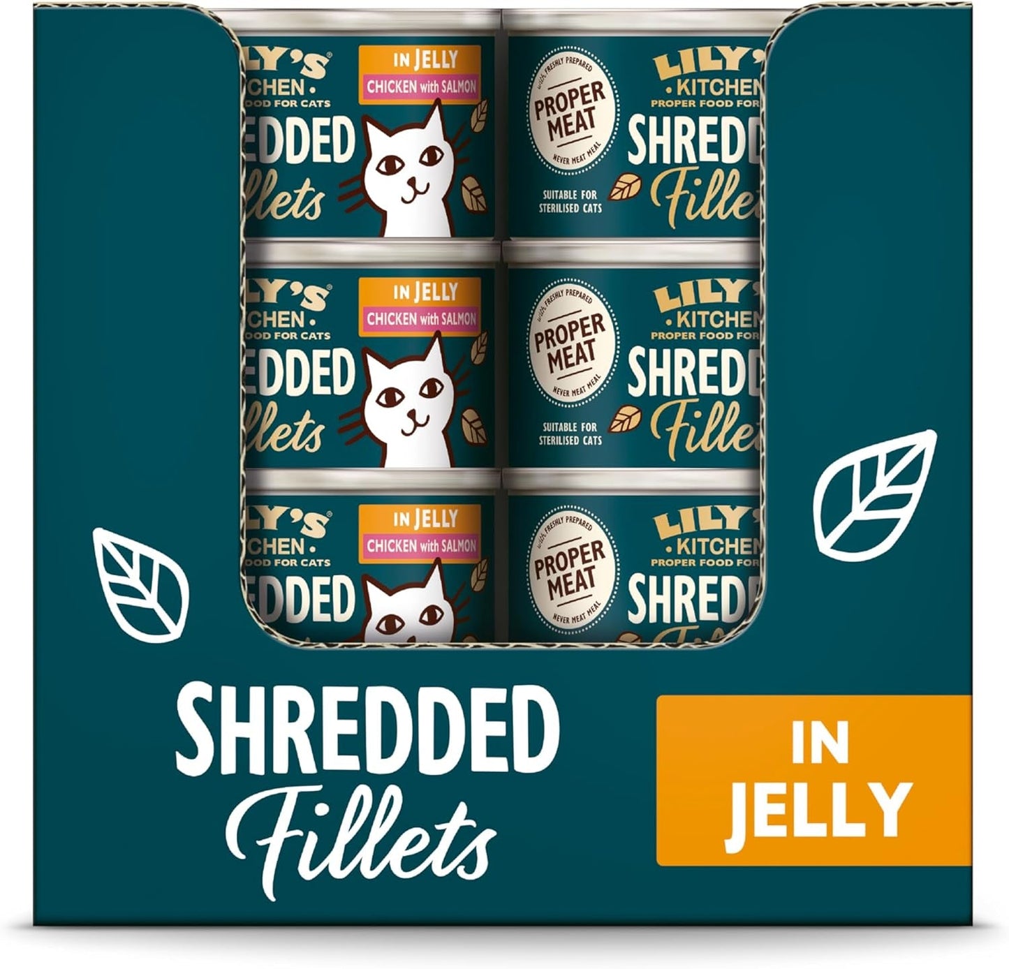 Lily's Kitchen Aus Naturichen Ingredience hermestellung Zerkleinerte Filets in Gelee mit Hühnchen und Lachs Ausgewachsen Nassfutter für Katzen 70 g Dose