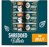 Lily's Kitchen Aus Naturichen Ingredience hermestellung Zerkleinerte Filets in Gelee mit Hühnchen und Lachs Ausgewachsen Nassfutter für Katzen 70 g Dose