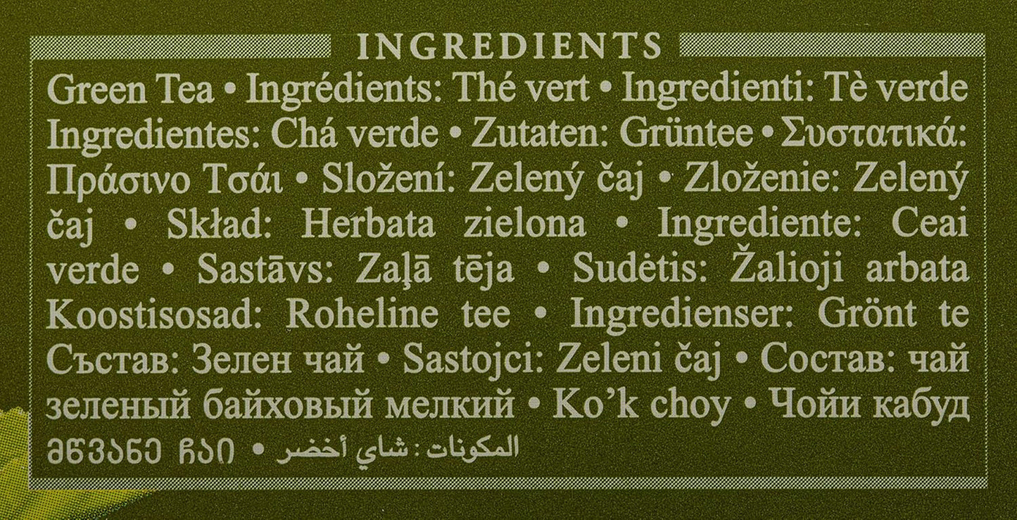 Ahmad Tea - Zelený čaj - Jednotlivě balené čajové sáčky s příchutí se 2 g čaje na porci - 20 páskovaných čajových sáčků (balení po 2)