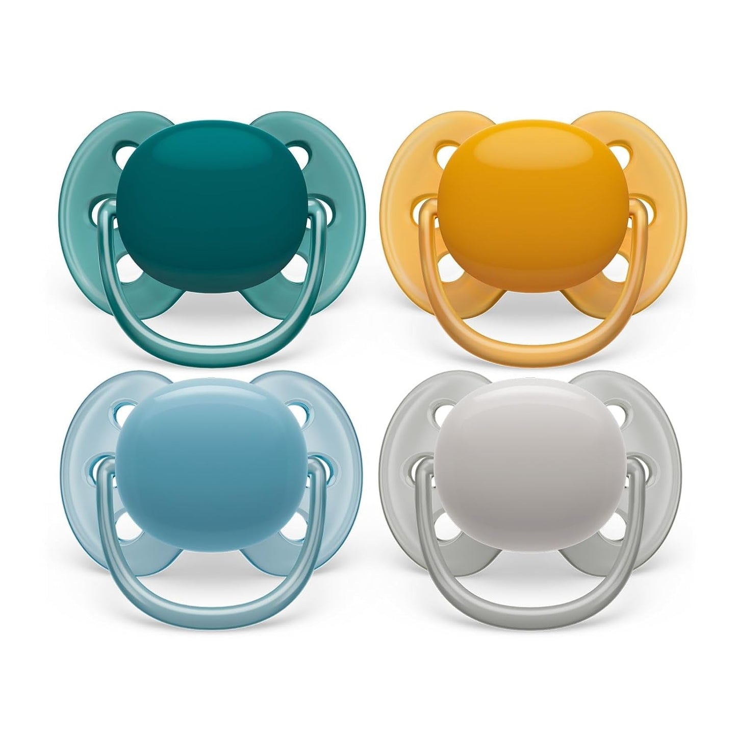Ultra měkké dudlíky Philips AVENT - balení 4 extra měkkých dudlíků bez BPA pro děti ve věku 0-6 měsíců, včetně pouzdra na přenášení a sterilizace (model SCF091/35)