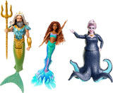 Mattel DISNEY Arielle Sada mořské panny s Malou, Karinou a Arielle, jedinečné oblečení a účesy, pro nápadité hraní a sbírání, pro děti od 3 let, HND29 Naty Shop King Triton, Ursula a Ariel panenky