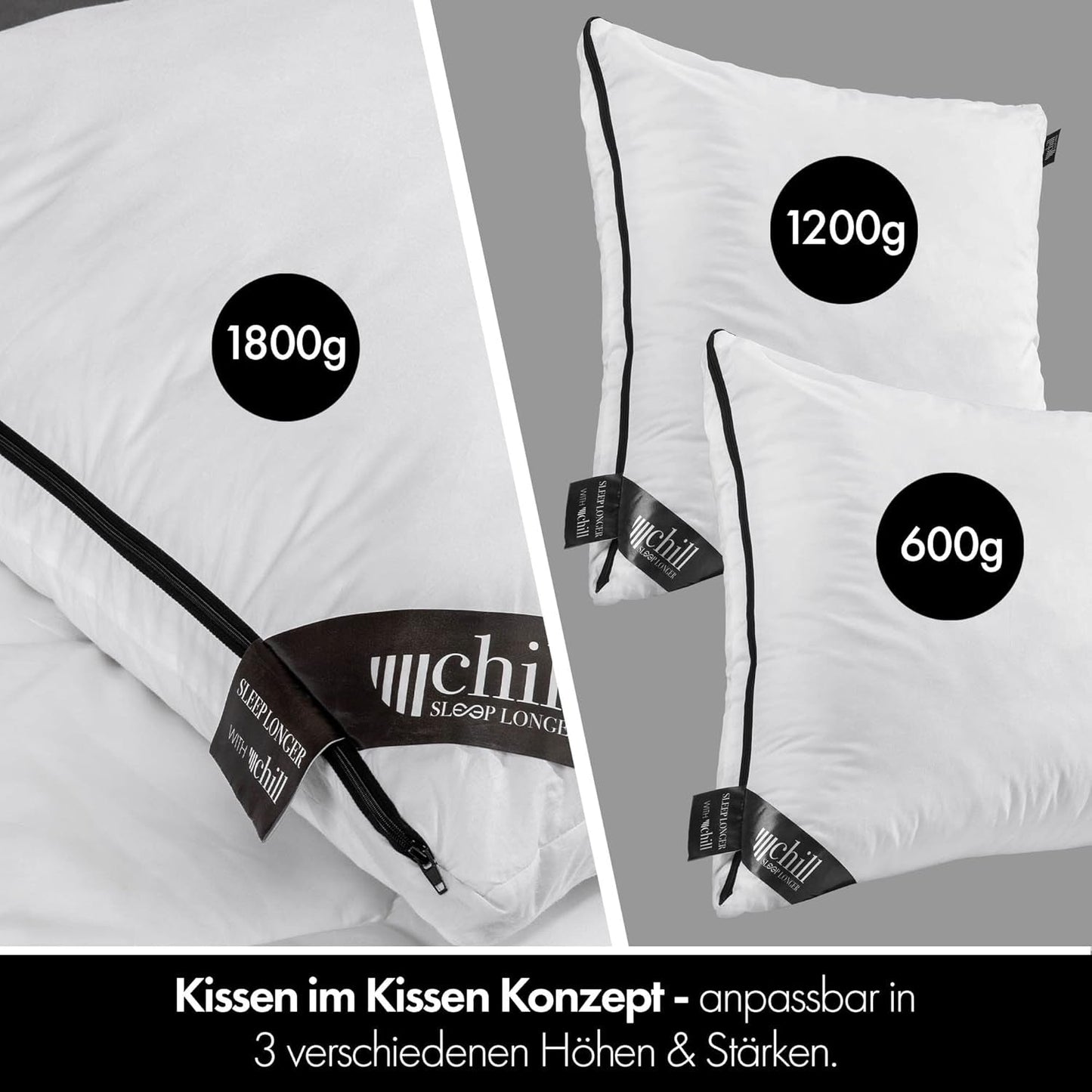 Polštář 80X80 Cm - design 2v1 - polštář v polštáři - velký prodyšný a pratelný polštář na spaní a 100% vegan - 2 polštáře 3 možnosti - polštář s náplní 600G a 1200G standardní polštáře Naty Shop