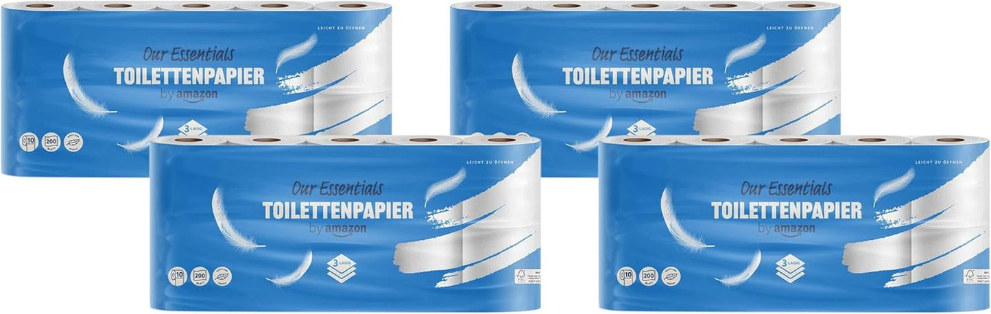 Toaletní papír Amazon, 3 vrstvy, 10 rolí (10 rolí, 1 balení) 200 listů v roli, certifikace Fsc