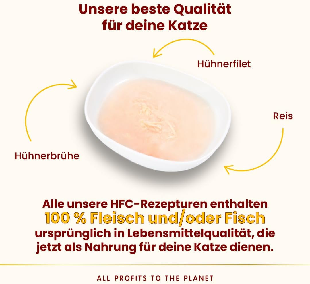 almo nature HFC Hydration Help Mokré krmivo pro kočky – kuřecí polévka a kuřecí filety – vhodné pro humánní použití, bez lepku, monoprotein, 50 g, 24 kusů, 1,2 kg