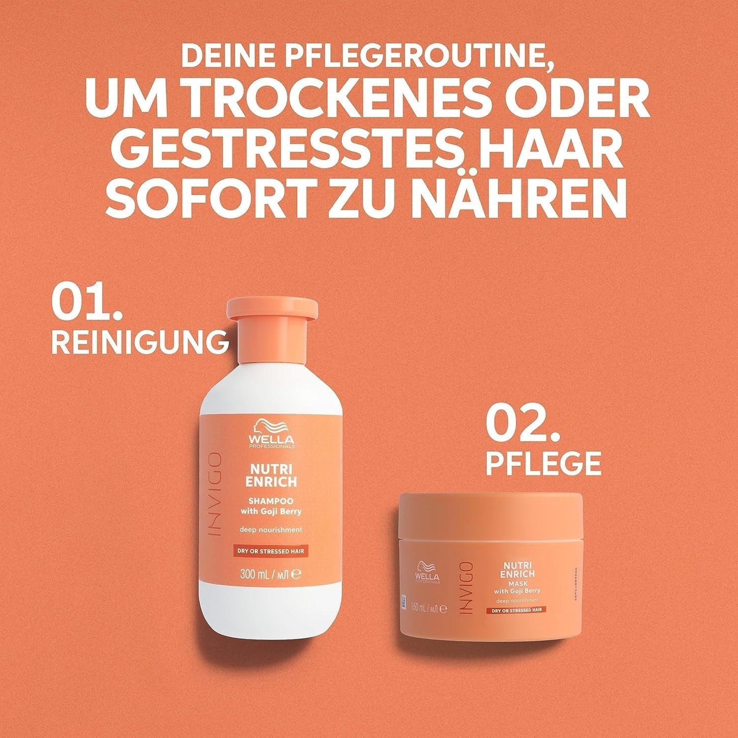 Wella Professionals Invigo Nutri Enrich - hydratační péče pro poškozené vlasy - kondicionér, maska a kondicionér s vitamínem E, panthenolem a mandlemi - proti krepatění a pro živé kadeře Naty Shop Hair Mask