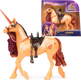 Unicorn Academy Cinder the Unicorn – 28 cm vysoký, originální jednorožec Valentina ze série Netflix, se skutečnou hřívou a ocasem, odnímatelnou uzdou a sedlem a kartáčem, pro děti od 4 let