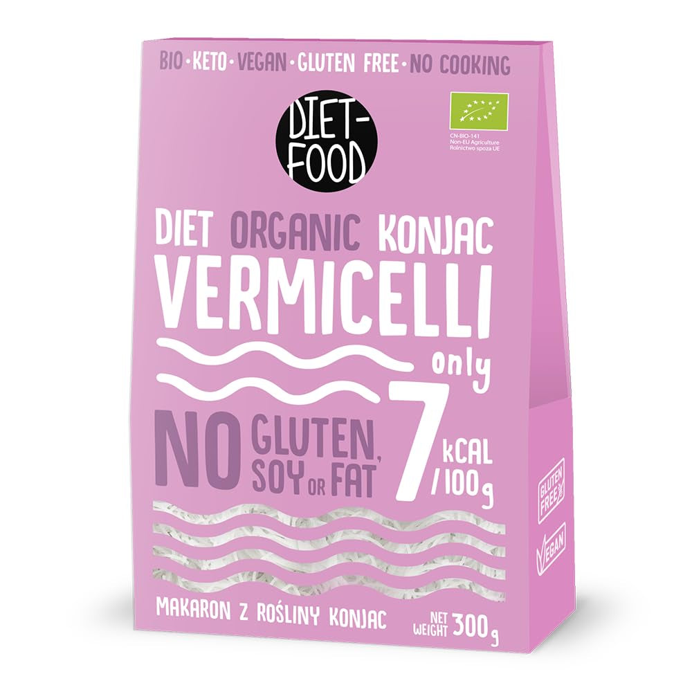 DIETNÍ JÍDLO Organické Shirataki Konjac instantní rýže, Nízkosacharidové, Nízkokalorické, Veganské, Bez tuku, Bez sóji, Bez lepku, Keto Friendly, Hubnutí, 300 gramů