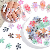 50 ks 3D Blumen Nägel Nail Charms Bunt Gelee Weich Kleber Lilie Flower Blume Nagel Ibišek Zubehör Nageldesign Eis Kristall Geprägt Farbverlauf Lilien Für Mädchen Frauen Diy Basteldekoration