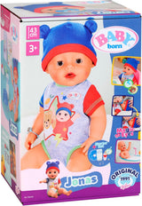 BABY Born Jonas - panenka 43 cm - 10 funkcí včetně příslušenství a matrace - Plně funguje bez baterií - Vhodné pro děti od 3 let