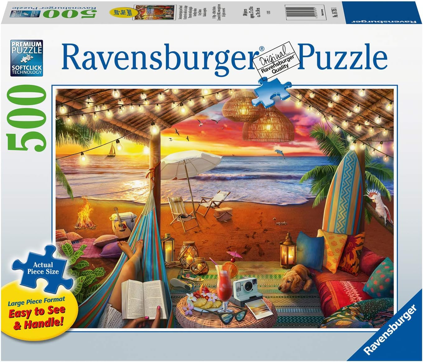Puzzle Ravensburger 16795 – Západ slunce na pláži – 500dílné puzzle pro dospělé a děti 10+ s většími dílky puzzle [Exkluzivně na Amazonu] Puzzle Naty Shop
