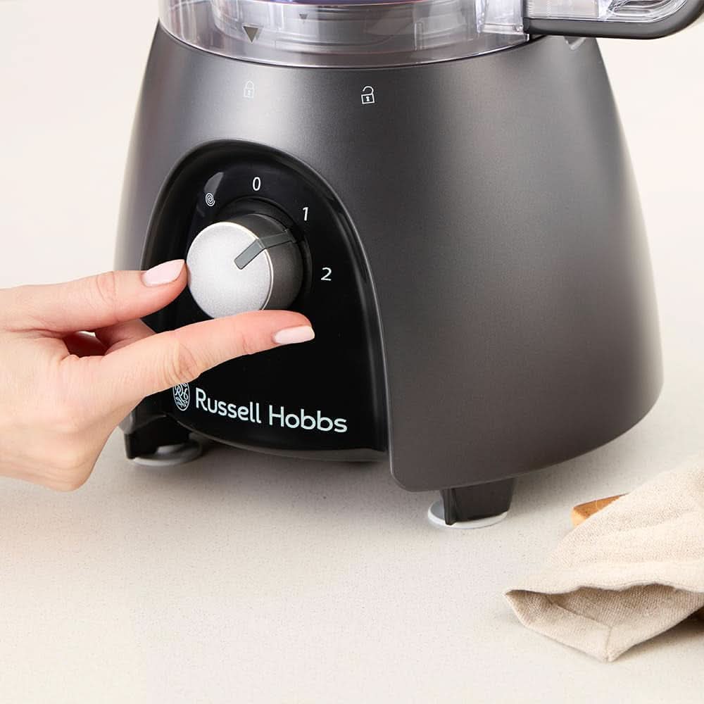 Kuchyňský robot Russell Hobbs [Blender/sekáček na zeleninu/stolní mixér/sekáček/mixér] Kuchyňský robot (hnětení, mixování a krájení), Matte Charcoal Kitchen Naty Shop