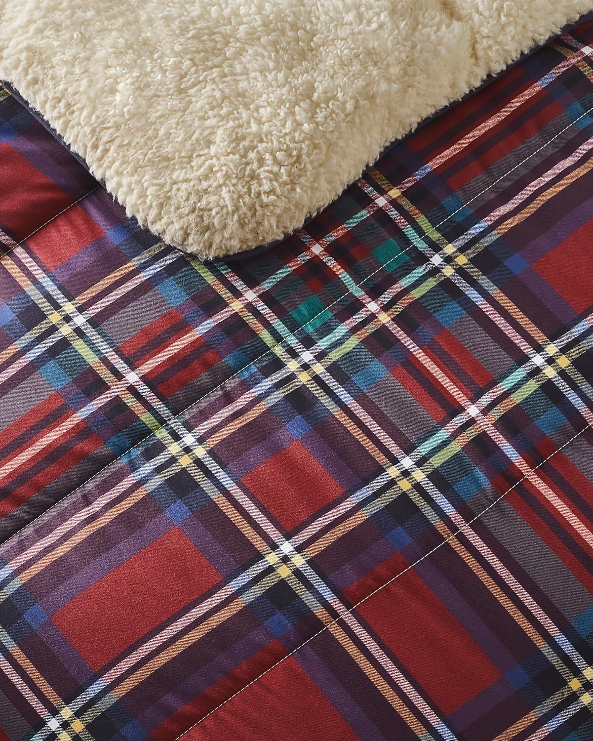 Night Lark Cozy Sherpa Fleece deka, klasický červený tartan, 9 Tog, luxusní, nadýchaná, silná a oboustranná, ideální na gauč, postel, gauč, gauč. Hypoalergenní, lze prát v pračce, Velikost: Postele a přikrývky Night Lark