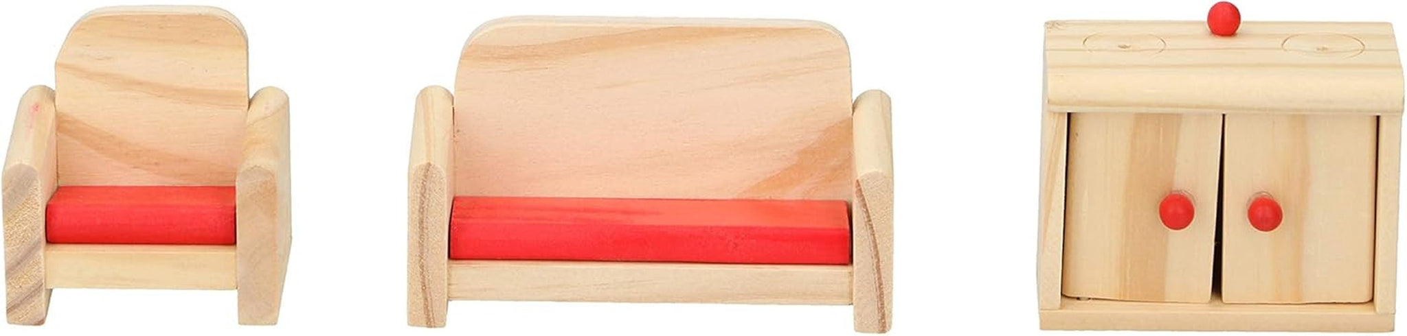 Loutky Wooden Toys - Dřevěný domeček pro panenky s nábytkem a panenkami - 11 kusů Domky pro panenky Naty Shop
