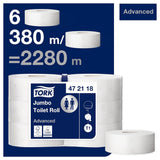 Toaletní papír Tork Jumbo White T1, Advanced, 2 vrstvy, 6 × 380 M, 472118
