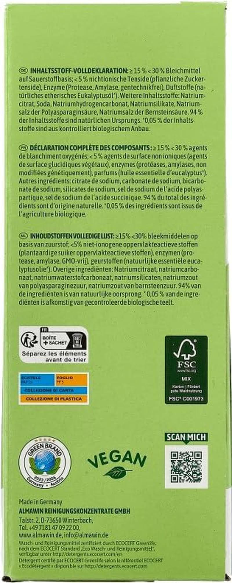 Almawin eco, prášek na nádobí 2,8 kg, 112 mytí, lze dávkovat na různé množství nádobí Naty Shop