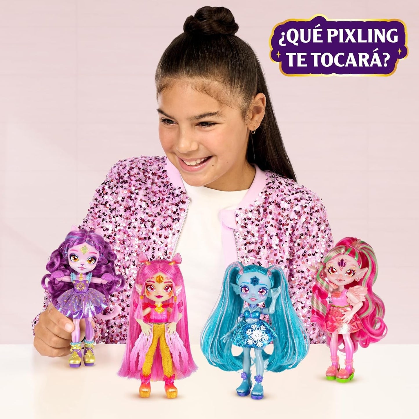 Kouzelné panenky Pixlings, 4 různé panenky – 2 nové – 15cm módní panenka – Kouzelné lektvary – Tajná hračka lektvaru (MG101000)