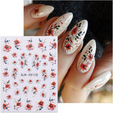 JMEOWIO 3D Nálepka na nehty Blumen Nálepka na nehty Selbstklebend Nagelaufkleber 5D Stereoskopické jarní letní dekorace Nageldesign Zubehör 4 Blatt