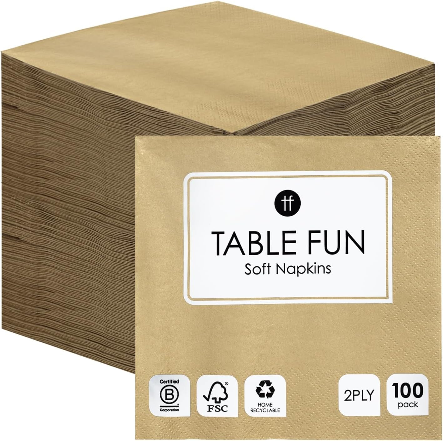 Table Kind 100 bílých měkkých ubrousků ve velkém, vysoce kvalitní ubrousky pro párty, catering a každodenní použití, FSC, udržitelné a recyklovatelné, vyrobené v EU | 2vrstvý | 33 cm