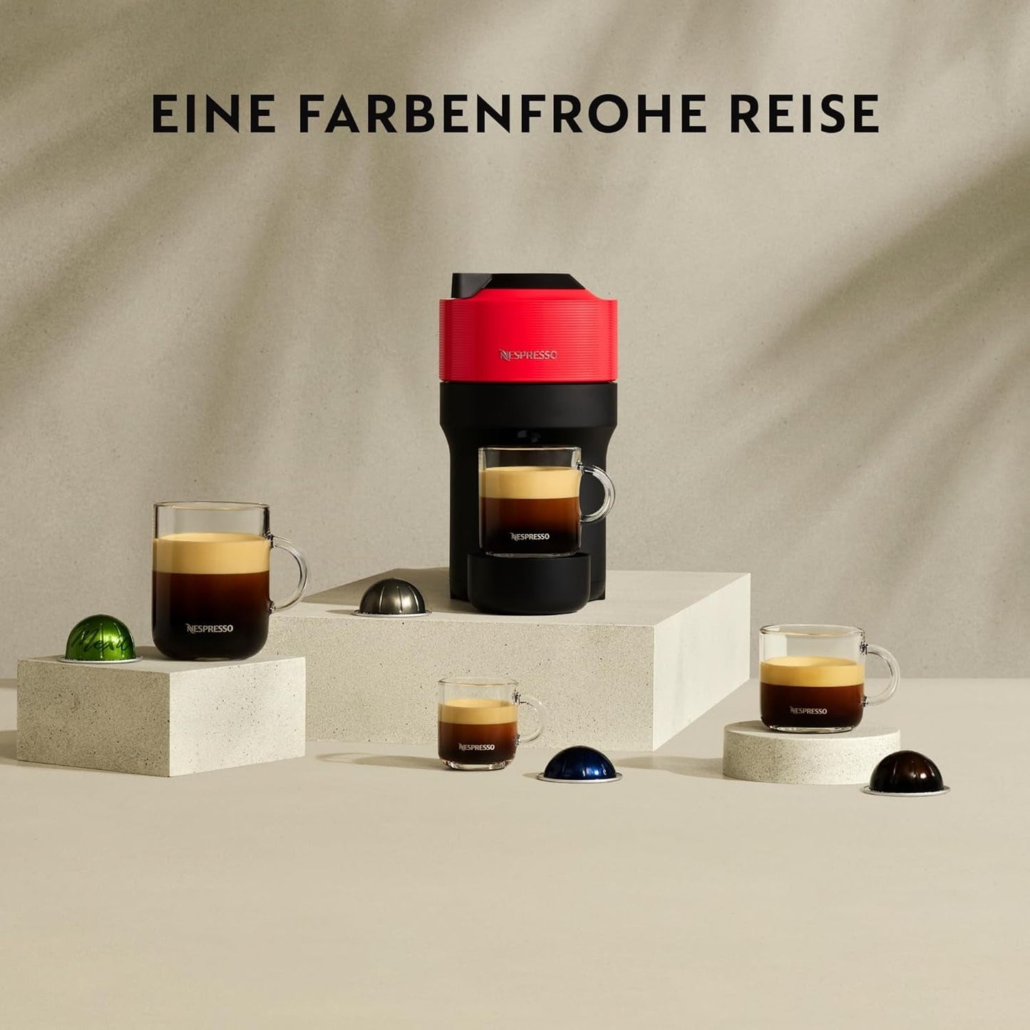Espresso kávovar s kapslemi Nespresso Krups Vertuo Pop, objem: 560 ml, automatické rozpoznání kapslí, systém jedním dotykem, 4 velikosti šálků, zkrácená doba ohřevu, udržitelný, Aqua Mint, XN9204