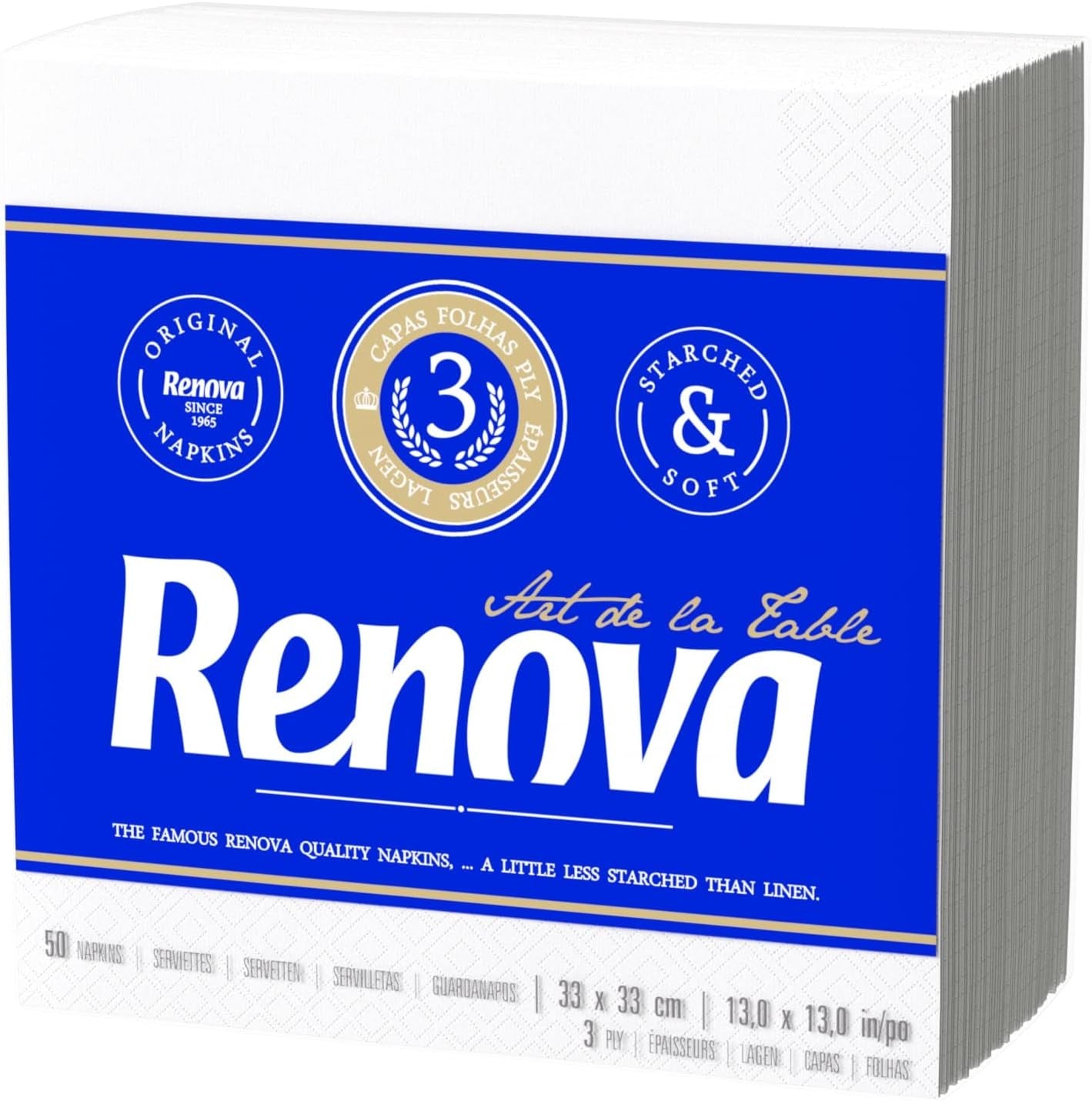 Papírové ubrousky Renova, stolní umění, 50 prémiových ubrousků, 3 vrstvy