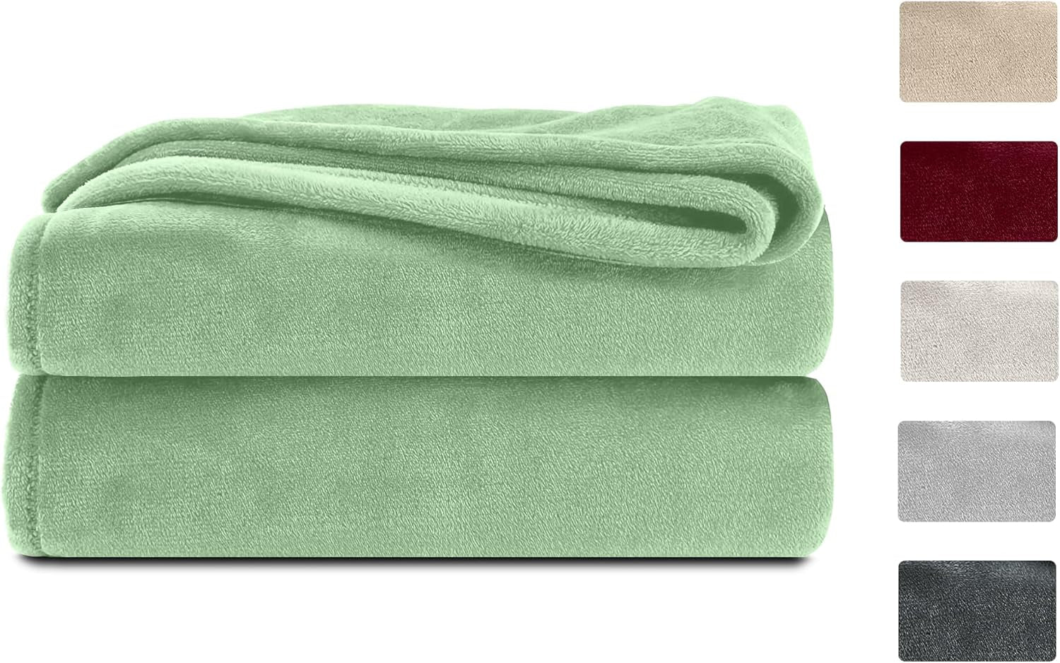 Nadýchaná deka Komfortec, pohodlná deka, fleecová deka, certifikace Oeko-Tex, super měkká, 150X200 Cm, 260 G/M², béžová Postele a přikrývky Besuche den Komfortec-Store Světle zelená 220 X 240 Cm