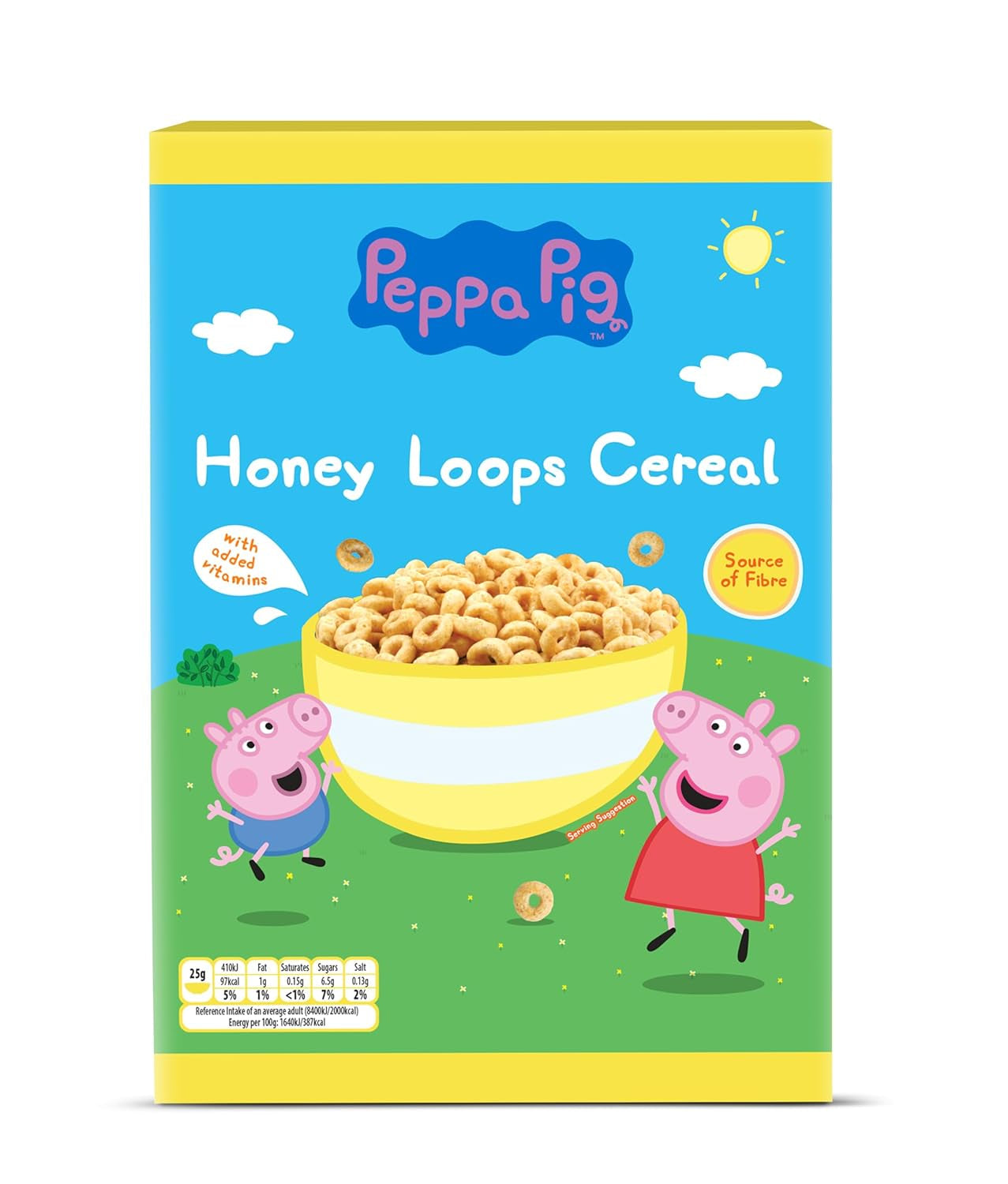 Peppa Pig Honey Loops Cereal, Knusprige Vollkorn Frühstückscerealien Mit Zugesetzten Vitaminen, 1Er Pack (1 X 375G) Cereálie Naty Shop