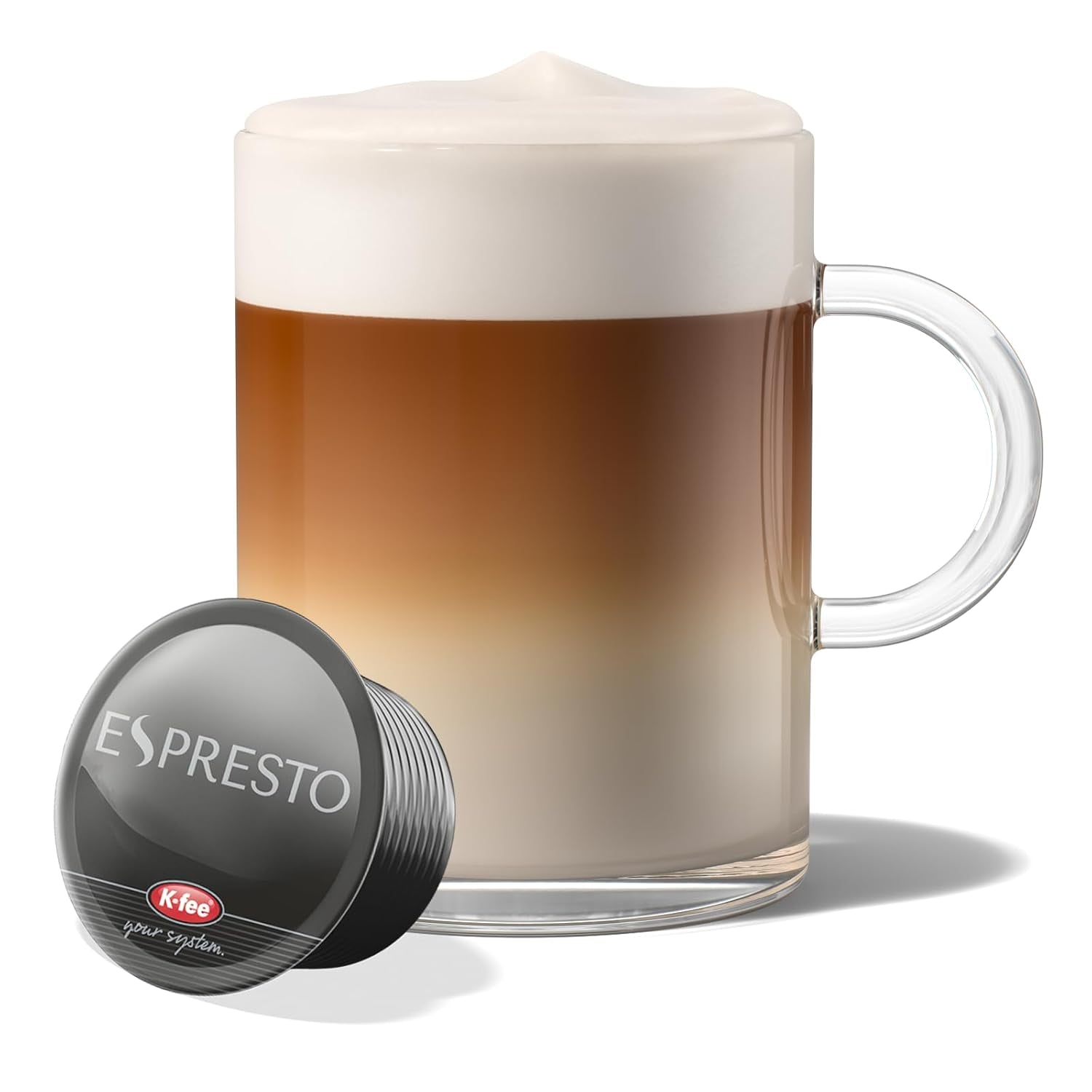 ESPRESTO Latte Macchiato Type Vanille, kompatibilní s K-fee & ALDI EXPRESSI*, certifikované RFA, sladké a harmonické, 48 kávových kapslí a 48 mléčných kapslí